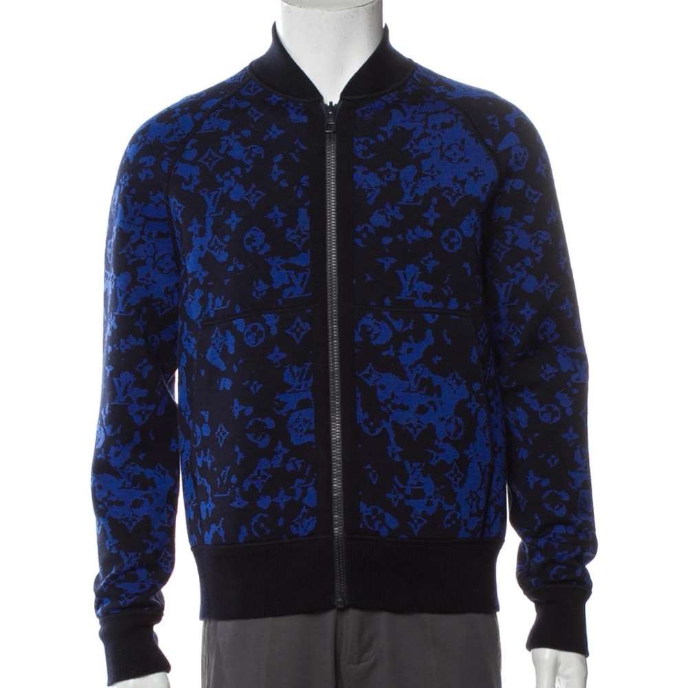 Louis Vuitton Black and Blue Zip-Up Sweater
